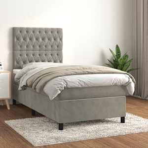 Box spring postel s matrací světle šedá 80 x 200 cm samet - obrázek 1