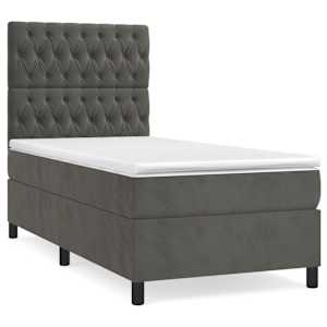 Box spring postel s matrací tmavě šedá 80 x 200 cm samet - obrázek 2
