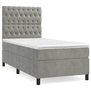 Box spring postel s matrací světle šedá 90x200 cm samet - obrázek 2