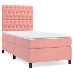 Box spring postel s matrací růžová 90x200 cm samet - obrázek 2