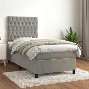 Box spring postel s matrací světle šedá 100x200 cm samet - obrázek 1