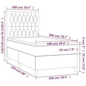 Box spring postel s matrací růžová 100x200 cm samet - obrázek 6