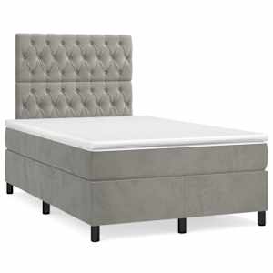 Box spring postel s matrací světle šedá 120 x 200 cm samet - obrázek 2