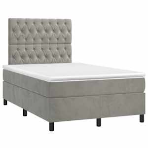 Box spring postel s matrací světle šedá 120 x 200 cm samet - obrázek 3