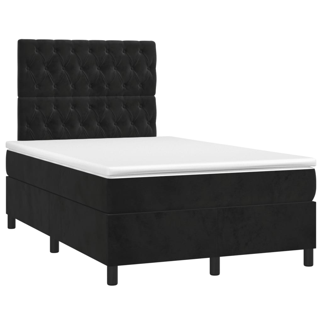 vidaXL Boxspring met matras fluweel zwart 120x200 cm afbeelding