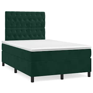 Box spring postel s matrací tmavě zelená 120 x 200 cm samet - obrázek 2