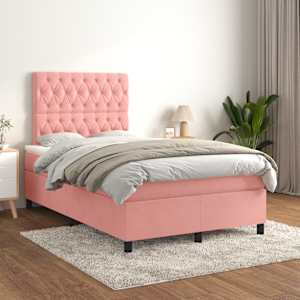 Box spring postel s matrací růžová 120 x 200 cm samet - obrázek 1