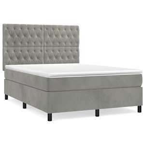Box spring postel s matrací světle šedá 140x190 cm samet - obrázek 2