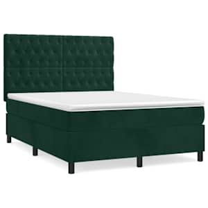 Box spring postel s matrací tmavě zelená 140x190 cm samet - obrázek 2