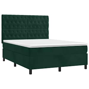 Box spring postel s matrací tmavě zelená 140x190 cm samet - obrázek 3