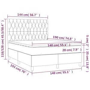 Box spring postel s matrací tmavě modrá 140x190 cm samet - obrázek 7