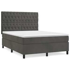 Box spring postel s matrací tmavě šedá 140x200 cm samet - obrázek 2