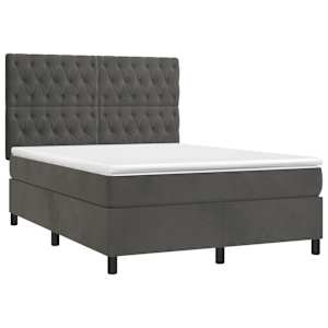Box spring postel s matrací tmavě šedá 140x200 cm samet - obrázek 3