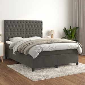 Box spring postel s matrací tmavě šedá 140x200 cm samet - obrázek 1