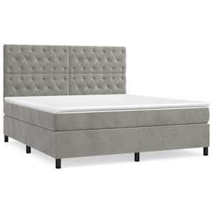 Box spring postel s matrací světle šedá 160x200 cm samet - obrázek 2