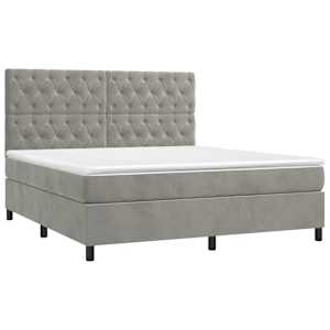 Box spring postel s matrací světle šedá 160x200 cm samet - obrázek 3