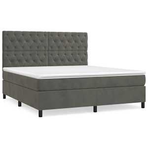 Box spring postel s matrací tmavě šedá 160x200 cm samet - obrázek 2