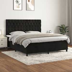 Box spring postel s matrací černá 160x200 cm samet - obrázek 1