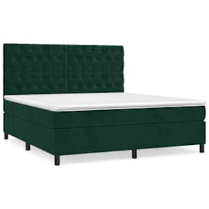 Box spring postel s matrací tmavě zelená 160x200 cm samet - obrázek 2