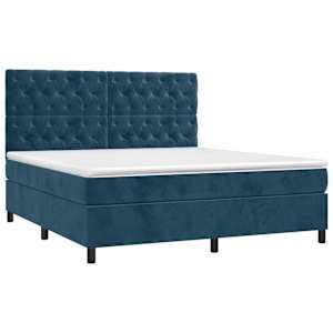 Box spring postel s matrací tmavě modrá 160x200 cm samet - obrázek 3