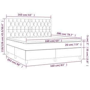 Box spring postel s matrací tmavě modrá 160x200 cm samet - obrázek 7