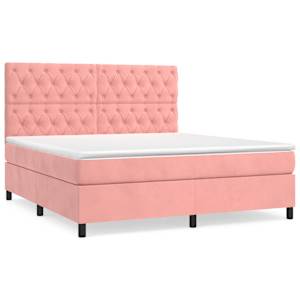 Box spring postel s matrací růžová 160x200 cm samet - obrázek 2