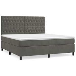 Box spring postel s matrací tmavě šedá 180x200 cm samet - obrázek 2