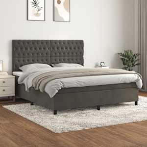 Box spring postel s matrací tmavě šedá 180x200 cm samet - obrázek 1
