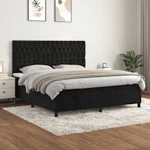 Box spring postel s matrací černá 180x200 cm samet - obrázek 1
