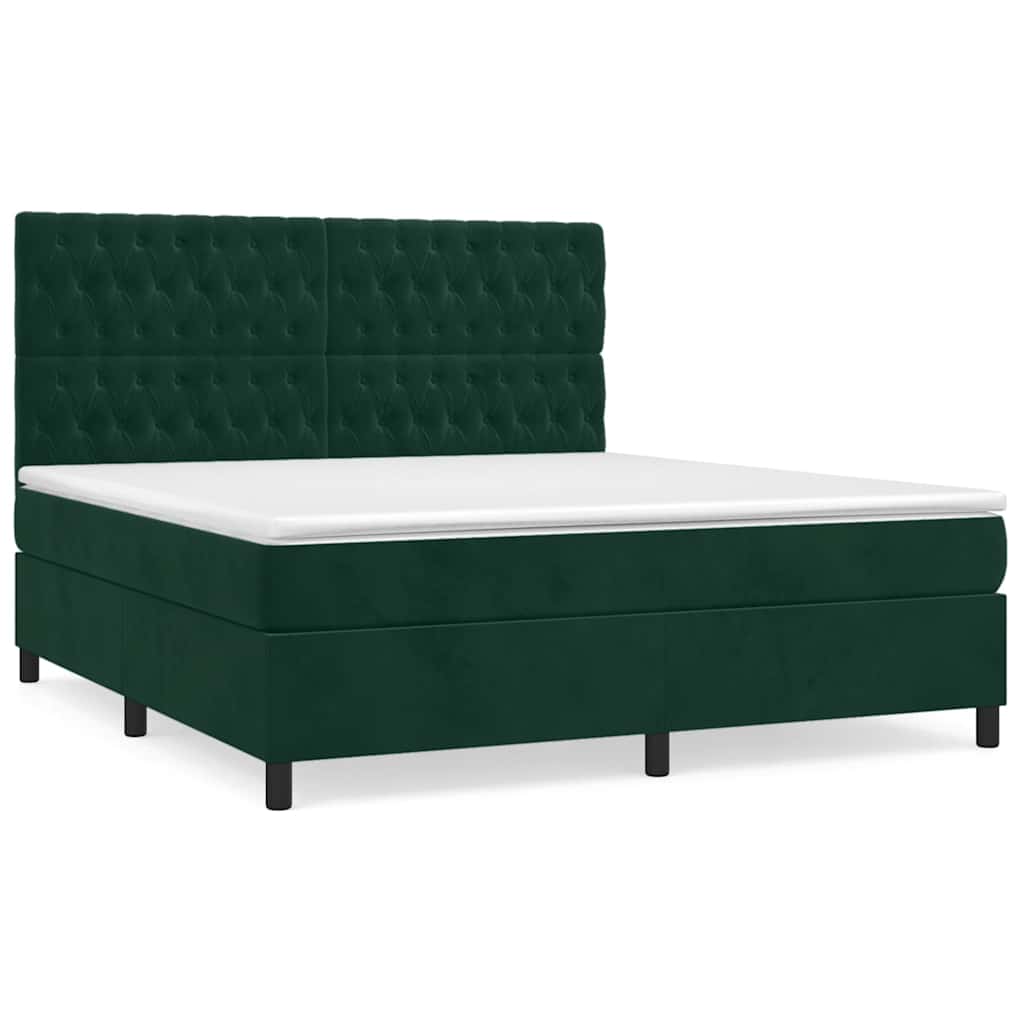 vidaXL Boxspring met matras fluweel donkergroen 180x200 cm groen, foto 3