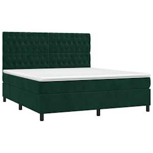 Box spring postel s matrací tmavě zelená 180x200 cm samet - obrázek 3