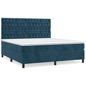 Box spring postel s matrací tmavě modrá 180x200 cm samet - obrázek 2