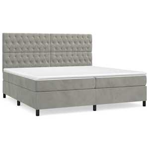 Box spring postel s matrací světle šedá 200x200 cm samet - obrázek 2