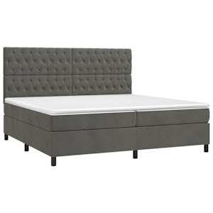 Box spring postel s matrací tmavě šedá 200x200 cm samet - obrázek 3