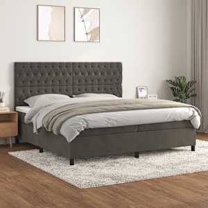 Box spring postel s matrací tmavě šedá 200x200 cm samet - obrázek 1