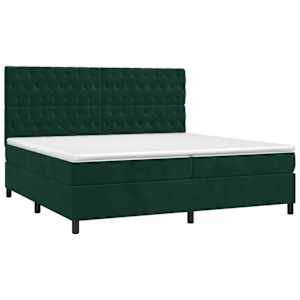 Box spring postel s matrací tmavě zelená 200x200 cm samet - obrázek 3