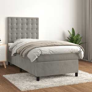 Box spring postel s matrací světle šedá 80 x 200 cm samet - obrázek 1