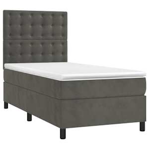 Box spring postel s matrací tmavě šedá 80 x 200 cm samet - obrázek 3