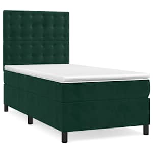 Box spring postel s matrací tmavě zelená 80 x 200 cm samet - obrázek 2