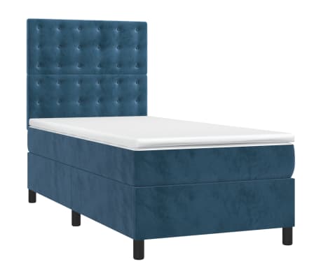 vidaXL Κρεβάτι Boxspring με Στρώμα Σκούρο Μπλε 80 x 200 εκ. Βελούδινο