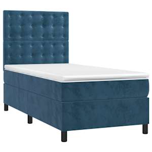 vidaXL Κρεβάτι Boxspring με Στρώμα Σκούρο Μπλε 80 x 200 εκ. Βελούδινο