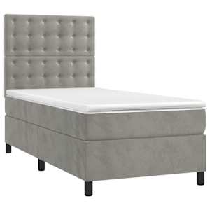 Box spring postel s matrací světle šedá 90x190 cm samet - obrázek 3