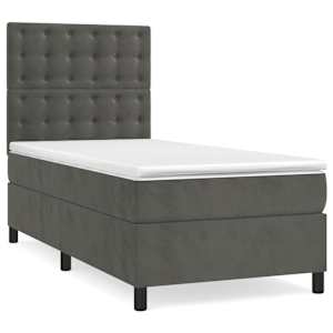 Box spring postel s matrací tmavě šedá 90x190 cm samet - obrázek 2