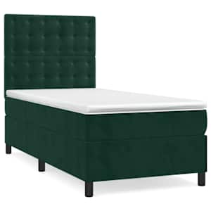 Box spring postel s matrací tmavě zelená 90x190 cm samet - obrázek 2