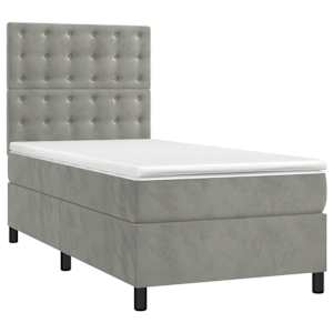 Box spring postel s matrací světle šedá 100x200 cm samet - obrázek 3