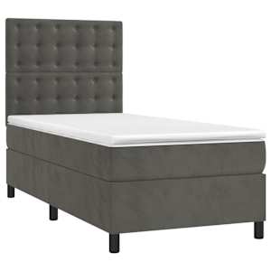 Box spring postel s matrací tmavě šedá 100x200 cm samet - obrázek 3