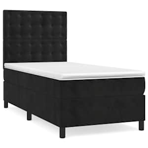 Box spring postel s matrací černá 100x200 cm samet - obrázek 2