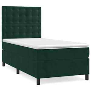Box spring postel s matrací tmavě zelená 100x200 cm samet - obrázek 2