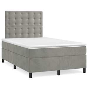 Box spring postel s matrací světle šedá 120 x 200 cm samet - obrázek 2