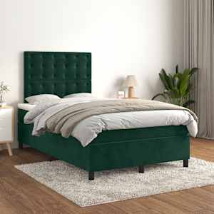 Box spring postel s matrací tmavě zelená 120 x 200 cm samet - obrázek 1